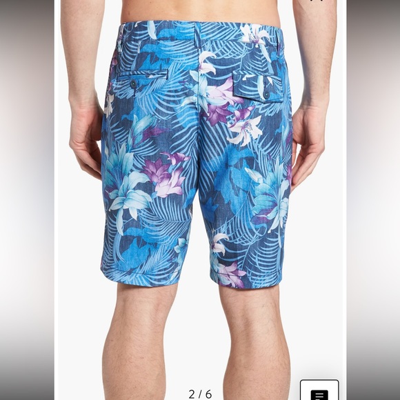 Tommy Bahama Hybrid Shorts Size 30 Ocean Deep Blue Cayman Laredo Blooms 9" Insea - Picture 2 of 9